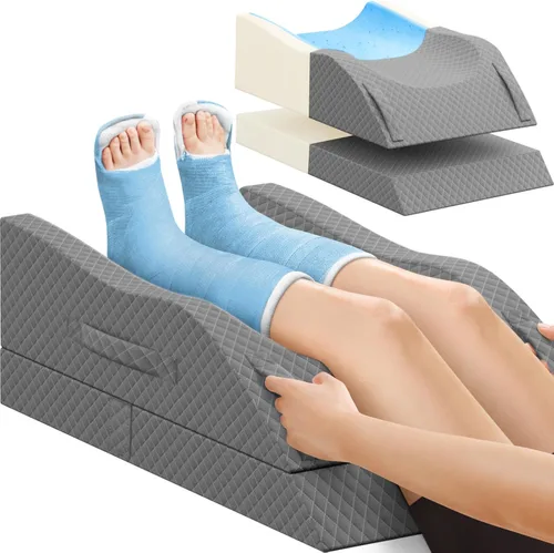 Miniatura 18 de Almohadas de elevación TranquilRelax para piernas después de la cirugía, almohada de espuma viscoelástica ajustable con cuña para piernas para Gris