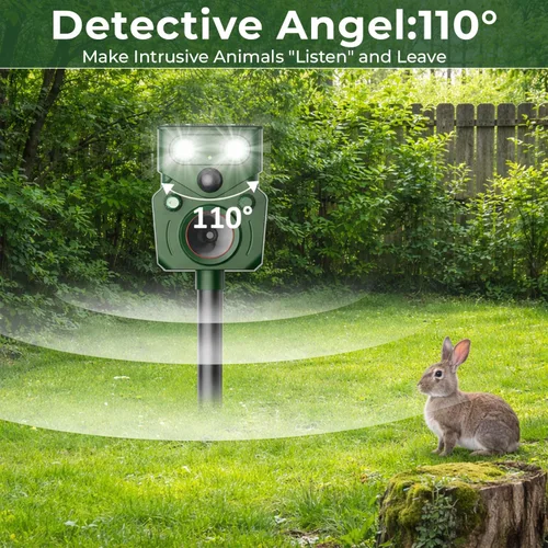 Miniatura 3 de Repelente solar ultrasónico de animales para exteriores, activado por movimiento, impermeable IP65, desalienta a los animales no deseados