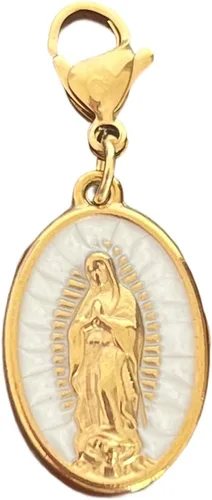 AMOBESTER Dijes de clip chapados en oro de la Virgen María, colgante religioso de oro de 18 quilates para collar, pulsera, rosario, cierre de