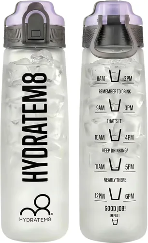 Miniatura 7 de HYDRATEM8 Botella de agua deportiva de 32 onzas con marcador de tiempo, tapa con cerradura a prueba de fugas y Tritan sin BPA, botella de bebida