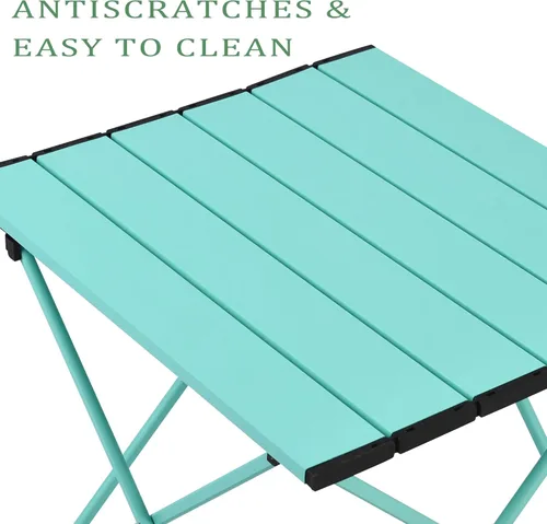 Miniatura 7 de Mesa de campamento Grope con superficie de mesa de aluminio, mesa de playa plegable fácil de transportar, perfecta para exteriores, picnic, Azul