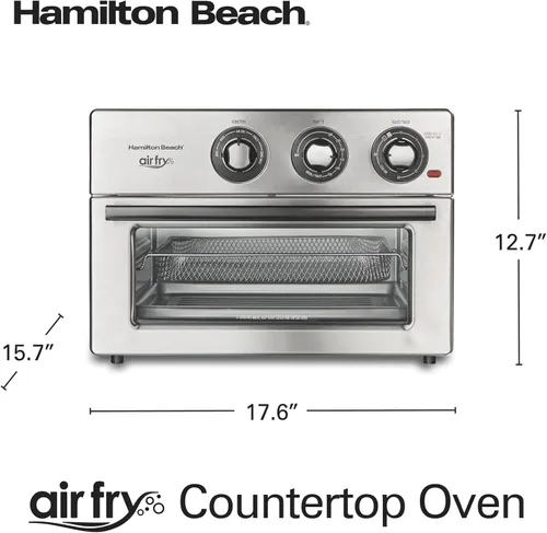Miniatura 8 de Hamilton Beach Combo de freidora de aire para horno tostador, incluye hornear, asar y tostar, se adapta a pizza de 12 pulgadas, 1800 vatios, 6 modos