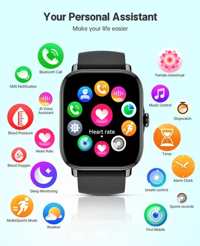 Miniatura 6 de Reloj inteligente para Android para hombres y mujeres, pantalla táctil de 1.91 pulgadas con monitor de sueño de oxígeno en sangre y frecuencia