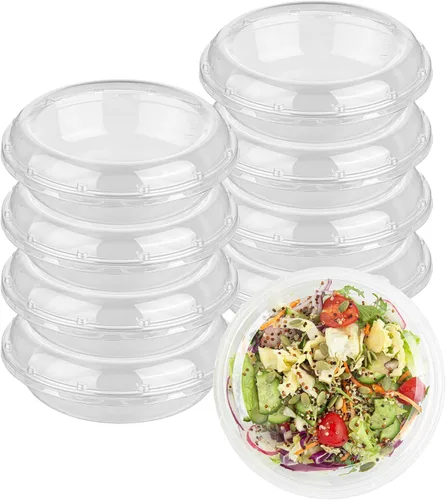 Miniatura 2 de Restaurantware Thermo Tek - Platos para servir de 7.5 x 2.4 pulgadas con tapas, 100 bandejas desechables para verduras, redondas para fiestas
