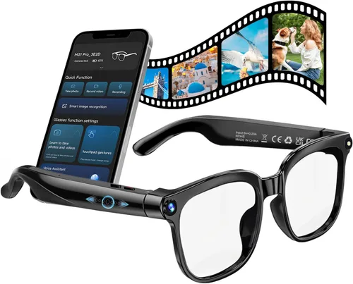 Miniatura 3 de Lentes inteligentes con cámara y Bluetooth – Gafas de IA para hombres, anti-vibración, traducción en tiempo real, reconocimiento de objetos