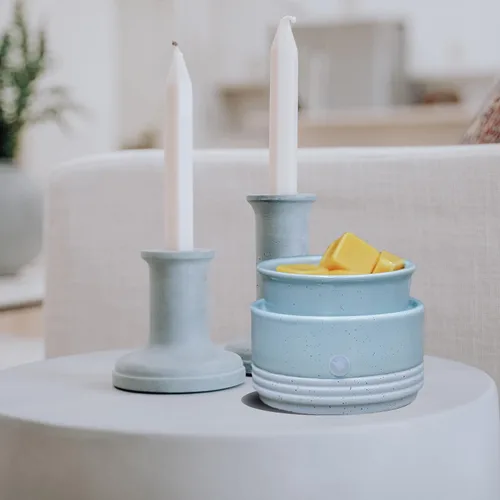 Miniatura 4 de CVHOMEDECO. Calentador de velas y fragancias 2 en 1, calentador eléctrico de cera derretida, para velas perfumadas, cera derretida y tartas