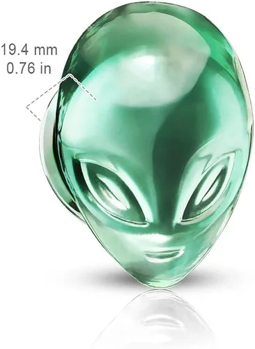 Miniatura 3 de Pierced Owl - Enchufes acampanados dobles de cabeza alienígena verde, se venden por par