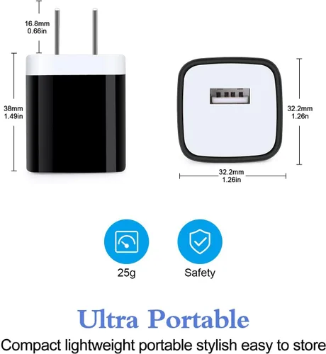 Miniatura 3 de Cargador de pared tipo C, bloque de carga de 5 V/1 A, enchufe de pared con cable USB C de 6 pies, cable de carga tipo C para Samsung Galaxy S26