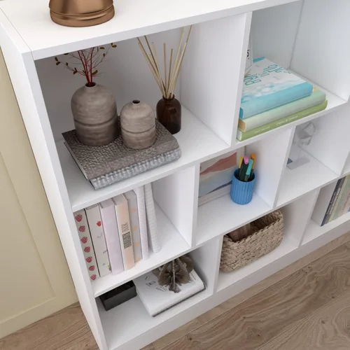 Miniatura 6 de AIEGLE Estantería de 10 cubos, estantería de madera de 3 niveles, armario de exhibición de pie para el dormitorio de los niños, organizador
