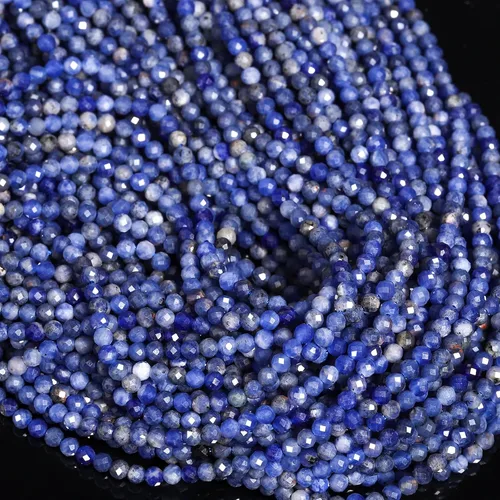 Miniatura 90 de 180 piezas 2mm Cuentas de piedras preciosas de turquesa africana natural facetada redonda suelta para hacer joyas