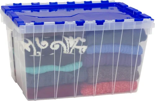 Miniatura 11 de Akro-Mils KeepBox 12 Gallon Storage Container, Nesting and Stackable Plastic Storage Box with Lid Attached, Clear Tote for Garages, Closets, and