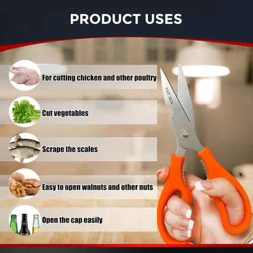 Miniatura 3 de Tijeras de cocina, multifunción, resistentes y aptas para lavavajillas, tijeras afiladas de acero inoxidable de grado alimenticio para alimentos