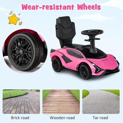 Miniatura 8 de INFANS Lamborghini - Cochecito de bebé 3 en 1, auto deslizante con licencia para caminar con mango de control parental, música, faro, almacenamiento