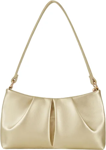Miniatura 20 de Bolso de noche de piel sintética, bolso de mano fruncido para mujer, con correas de hombro dobles desmontables, bolso cruzado