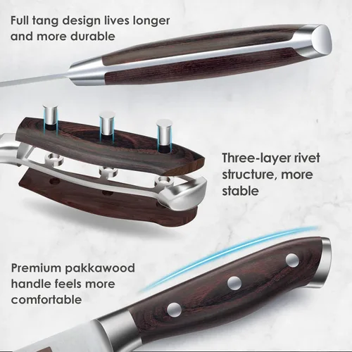Miniatura 4 de SHAN ZU Juego de Cuchillos de 16 piezas, Cuchillo de Cocina Japonés con Bloque de Acero Inoxidable de Alto Carbono, Cuchillo Ultra Afilado