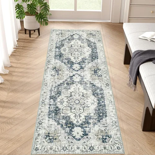 Miniatura 106 de jinchan Alfombra de Área 2x3 pies Alfombra Vintage de Entrada Lavable Bohemia Tapete Interior para Puerta Medallón Floral Tapete Pequeño para Puerta