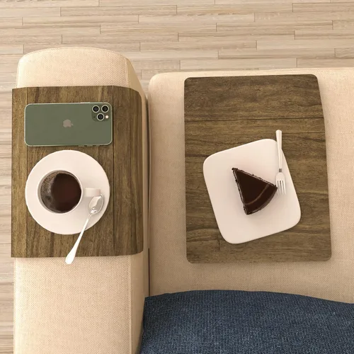 Miniatura 7 de Ultimate Premium Products Celine - Juego de 2 bandejas de madera para sofá, bandeja para reposabrazos para sofá, plegable, flexible, con 15.8 x 11