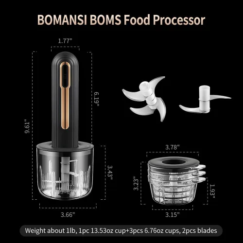 Miniatura 8 de Mini procesador eléctrico de alimentos, procesador de alimentos portátil USB de 4 tazas, picador de ajo, para cortar en cubitos, picar y hacer puré
