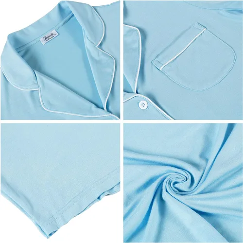 Miniatura 2 de Cherrydew Camisones para mujer, ropa de dormir súper suave y cómoda, de viscosa de bambú, con botones, camisa de dormir S-XXL