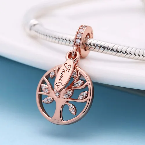 Miniatura 3 de SOUKISS Abalorio de plata de ley 925 con diseño de árbol de la vida familiar para pulsera europea