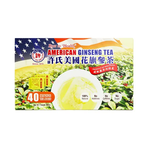 Hsu's Bolsas de té de ginseng americano | 100% sin cafeína cultivada en Wisconsin, vegano, sin gluten, té de hierbas para el bienestar, 40 bolsas