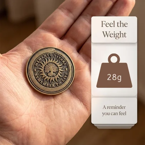 Miniatura 2 de Memento Mori Medallón de moneda estoicismo, regalo Amor Fati Metal Gold Color Token EDC Challenge Stoic Reminder Colgante Momento Mori Regalo