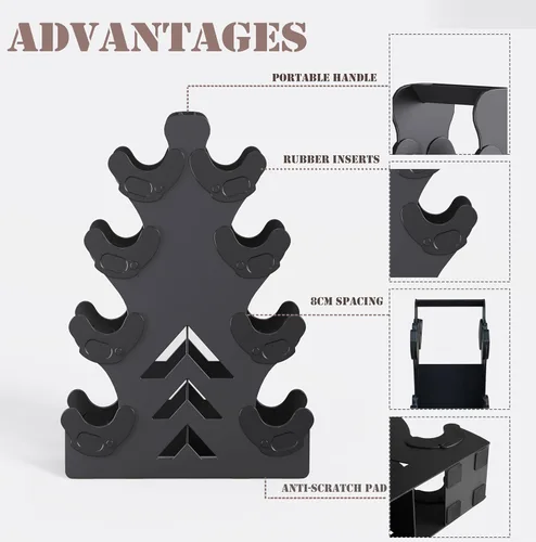 Miniatura 7 de Soporte para mancuernas, solo soporte, no necesita instalación, soporte de peso pequeño con borde protector de mancuernas, adecuado para mancuernas