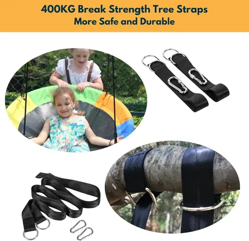 Miniatura 7 de Columpio de platillo – Asiento de columpio de árbol de 40 pulgadas con tela Oxford impermeable 900D para niños y adultos Capacidad de peso de 700