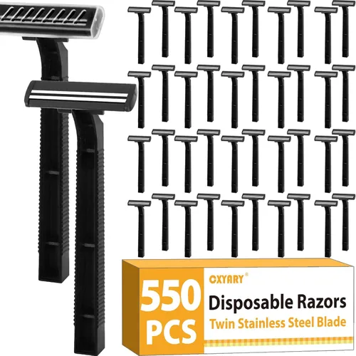 Miniatura 7 de CXYARY 220 piezas de maquinillas de afeitar desechables de doble hoja con tapa de seguridad transparente, paquete de maquinillas de afeitar