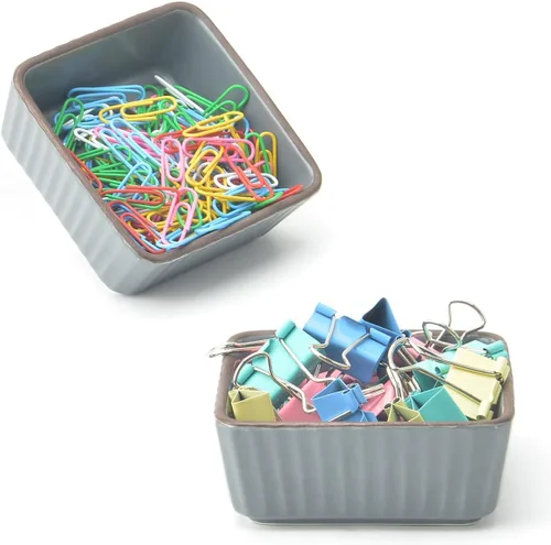 Miniatura 9 de Organizador de clips de papel de cerámica, dispensador cuadrado para escritorio, soporte de clip de carpeta y soporte para pasador Bobby, regalo