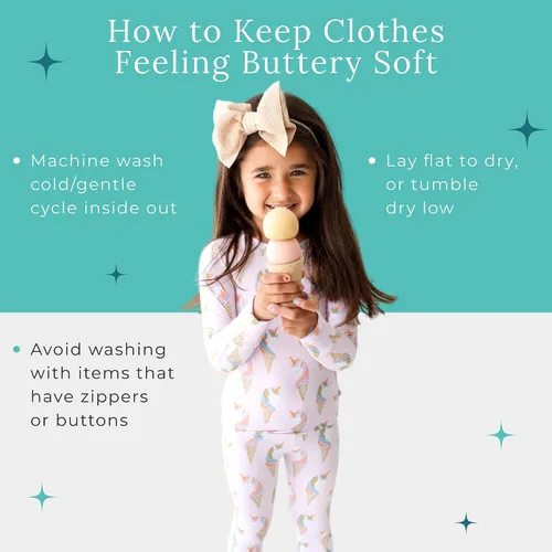 Miniatura 46 de Posh Peanut Pijamas para niñas, suaves, de viscosa de bambú para niños, pijamas a juego de manga larga para niñas