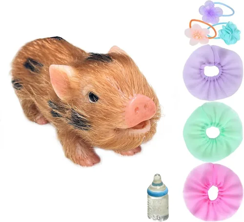 OtardDolls Muñecas de cerdo mini realistas, muñecas de cerdito reborn de silicona completa de 5 pulgadas, cerdito recién nacido súper suave y