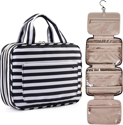 BAGSMART Bonchemin - Bolsa de viaje con gancho para colgar, bolsa de maquillaje resistente al agua, organizador de viaje para accesorios, champú,