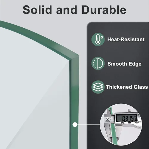 Miniatura 3 de GASPRO - Protector de viento de vidrio de 29 x 13 pulgadas para mesa de fogata rectangular, panel de vidrio templado grueso y resistente con soporte