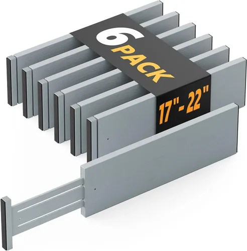 Miniatura 14 de SpaceAid - Separadores de cajones de bambú para cómoda de 6 piezas, organizadores de cajones ajustables de 4.65" de alto, 12.5"-17" de ancho