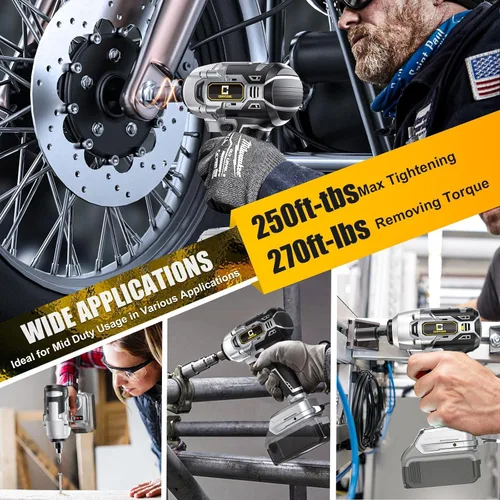 Miniatura 6 de Llave de impacto inalámbrica para batería Dewalt 250FT-LBS 3/8 pulgadas 340N.m Pistola de impacto compacta sin escobillas eléctrica incluye luz