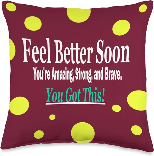DesignsByKelley Best Wishes Fast Recovery Gifts Feel Better Soon Gifts for Women Kids - Almohada de recuperación (16.0 x 16.0 in), multicolor