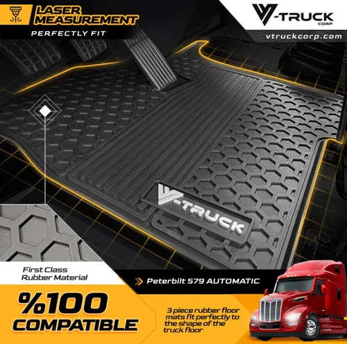 Miniatura 2 de Juego de alfombrillas de goma compatibles con camiones Peterbilt 579 y 567 semirremolques - Tapetes de goma resistentes a la medida, protección