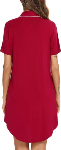 Miniatura 4 de Samring Camisón de pijama para mujer, manga cortalarga, con botones, camisón para dormir, camisón para novio, talla XXL