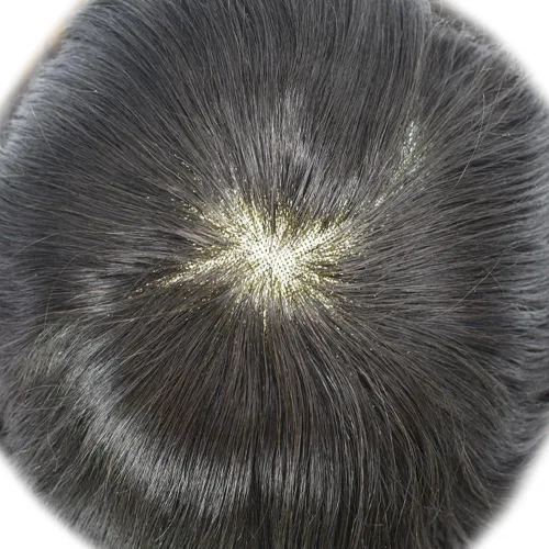 Miniatura 6 de Monofilamento fino para hombre, sistema de cabello humano Remy, piel de polietileno transparente alrededor del postizo de monofilamento, peluca