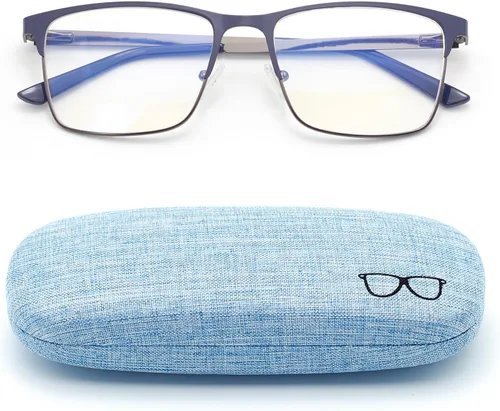 Miniatura 9 de Gafas de miopía para distancia con estuche rígido, bisagra de resorte, lentes de luz azul, no lentes de lectura