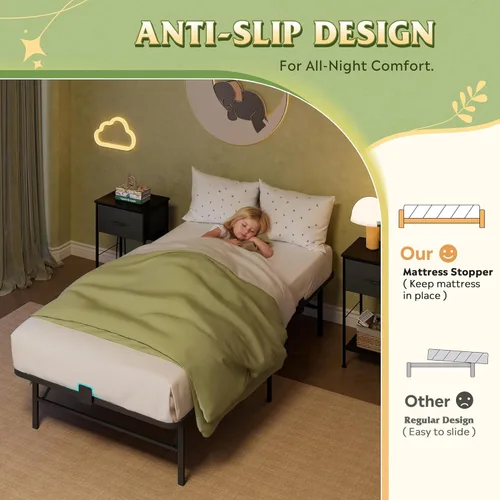 Miniatura 4 de WLIVE Marcos de Cama Plegables Individuales, Marco de Cama de Plataforma de Metal Tamaño Individual con Listones de Acero Resistente, No Necesita
