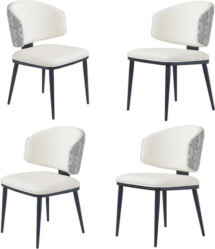 Miniatura 11 de Juego de 2 sillas de comedor modernas, tapizadas, respaldo alto, piel sintética, silla de cocina, sin brazos y patas de metal para sala de estar