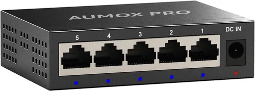 Miniatura 9 de Conmutador Ethernet Gigabit no administrado de 5 puertos, concentrador de red AUMOX PRO Home, divisor Ethernet de oficina, Plug-and-Play