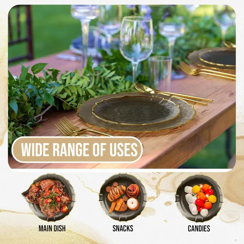 Miniatura 3 de Platos de plástico exquisitos para fiesta, juego de 40 piezas, elegantes platos de cena de plástico para 20 invitados, 20 platos de postre de 20 x