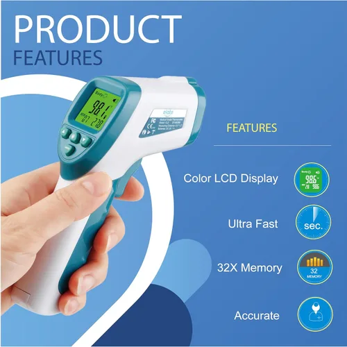 Miniatura 2 de Elate Termómetro de frente Termómetro digital infrarrojo sin contacto para adultos, niños y bebés con alarma de fiebre Grado médico
