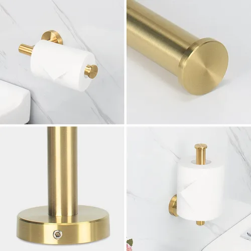 Miniatura 3 de NearMoon Juego de accesorios de baño SUS 304 de acero inoxidable grueso, incluye toallero de 16 pulgadas, soporte para papel higiénico, ganchos Oro