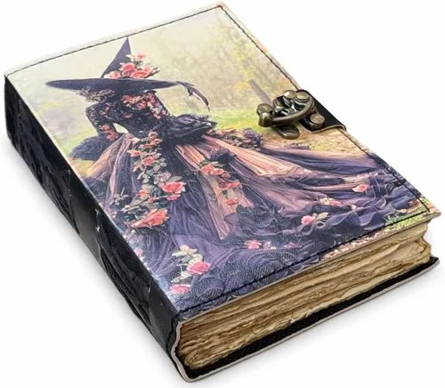 Miniatura 14 de Libro de hechizos en blanco de sombras, diario de grimorio, diseño de gato mágico, suministros de brujería, cuaderno Wiccan hecho a mano, vintage