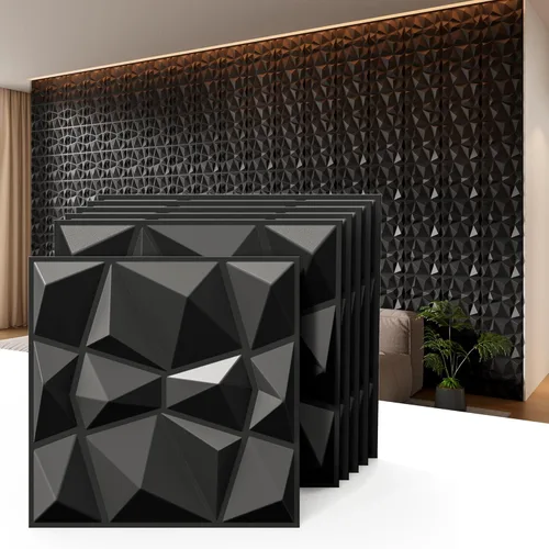 INMOZATA Paneles de pared 3D para decoración de pared interior, paquete de 33 paneles decorativos de pared de 12 x 12 pulgadas con diamantes, panel