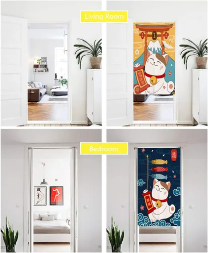 Miniatura 5 de Cortina japonesa Noren para puerta, tapiz Koinobori y cortina de puerta ondulada Ukiyoe para decoración del hogar, 29 x 35 pulgadas